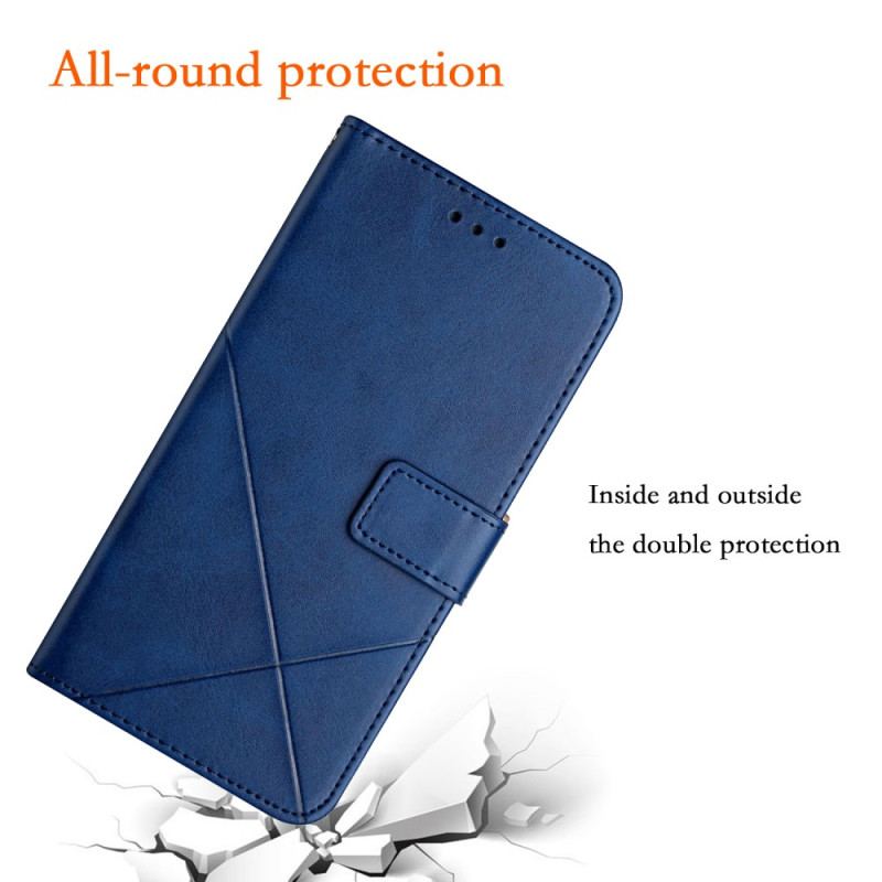 Capa Flip Para Samsung Galaxy A54 5G Estilo Linhas De Couro