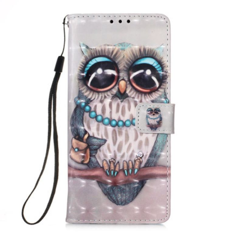 Capa Flip Para Samsung Galaxy A54 5G Miss Coruja Com Cordão