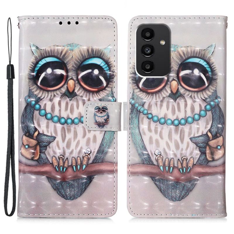 Capa Flip Para Samsung Galaxy A54 5G Miss Coruja Com Cordão