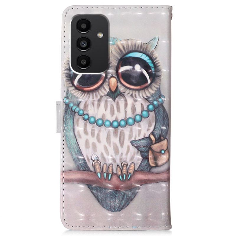 Capa Flip Para Samsung Galaxy A54 5G Miss Coruja Com Cordão