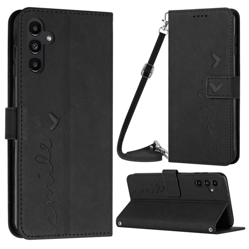 Capa Flip Para Samsung Galaxy A54 5G Sorriso Com Alça De Ombro