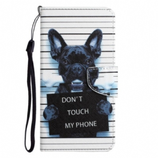 Capa Folio Para Samsung Galaxy A54 5G De Cordão Cachorro Não Toque Com Cordão