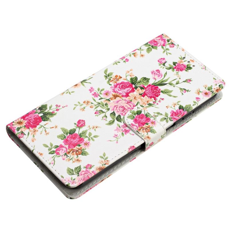 Capa Folio Para Samsung Galaxy A54 5G De Cordão Flores Da Liberdade Da Correia