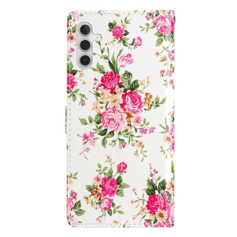 Capa Folio Para Samsung Galaxy A54 5G De Cordão Flores Da Liberdade Da Correia