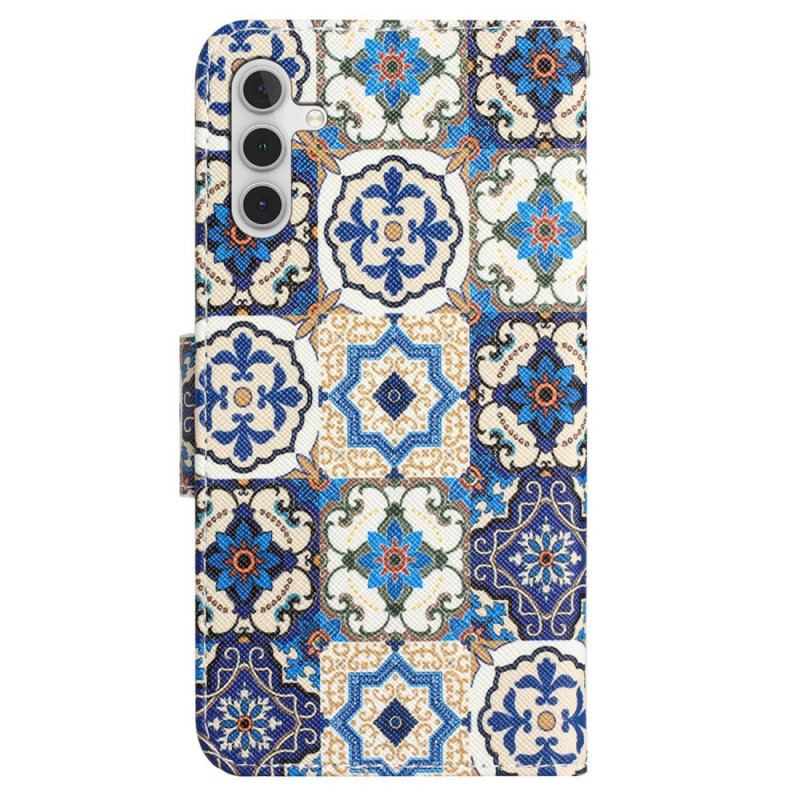 Capa Folio Para Samsung Galaxy A54 5G De Cordão Strappy Patchwork