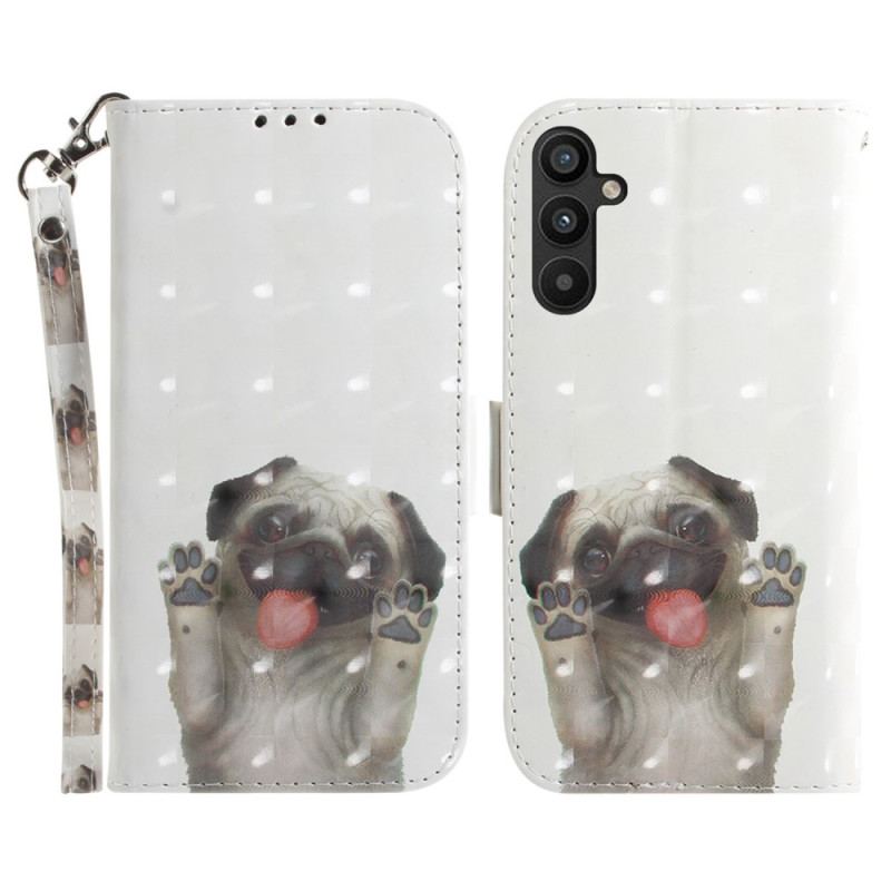 Capa Folio Para Samsung Galaxy A54 5G De Cordão Tanga Pug