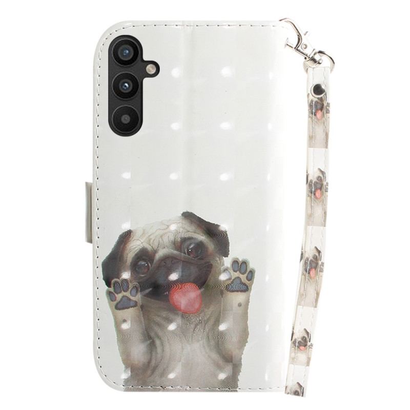 Capa Folio Para Samsung Galaxy A54 5G De Cordão Tanga Pug