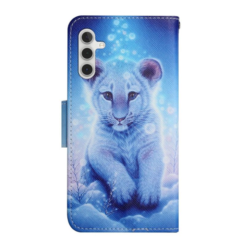 Capa Folio Para Samsung Galaxy A54 5G Leopardo Pequeno Com Cordão