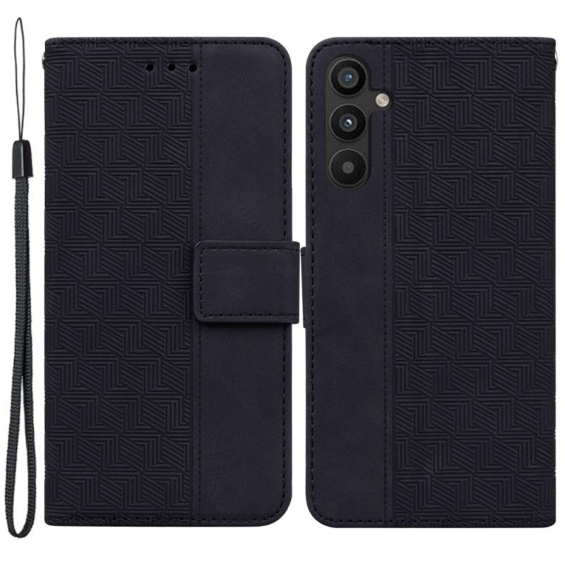 Capa Folio Para Samsung Galaxy A54 5G Padrões Discretos E Alça