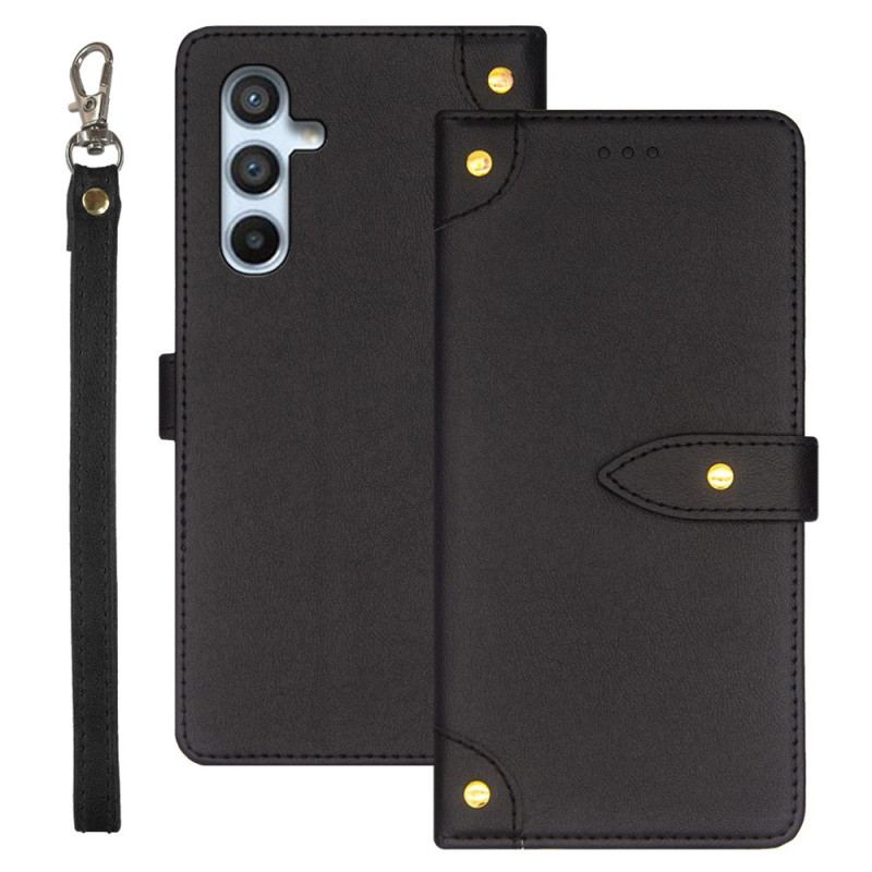 Capa Folio Para Samsung Galaxy A54 5G Rebites E Cinta Idewei