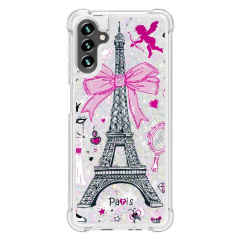 Capa Para Samsung Galaxy A54 5G Lantejoulas Torre Eiffel