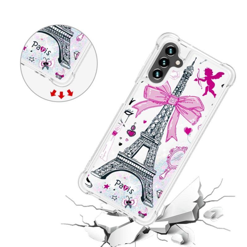 Capa Para Samsung Galaxy A54 5G Lantejoulas Torre Eiffel