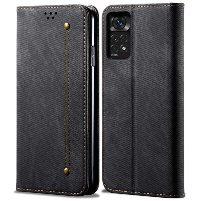 Capa De Celular Para Xiaomi Redmi Note 11 / 11S Flip Tecido Jeans