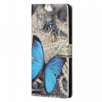 Capa De Couro Para Xiaomi Redmi Note 11 / 11S Borboleta Azul