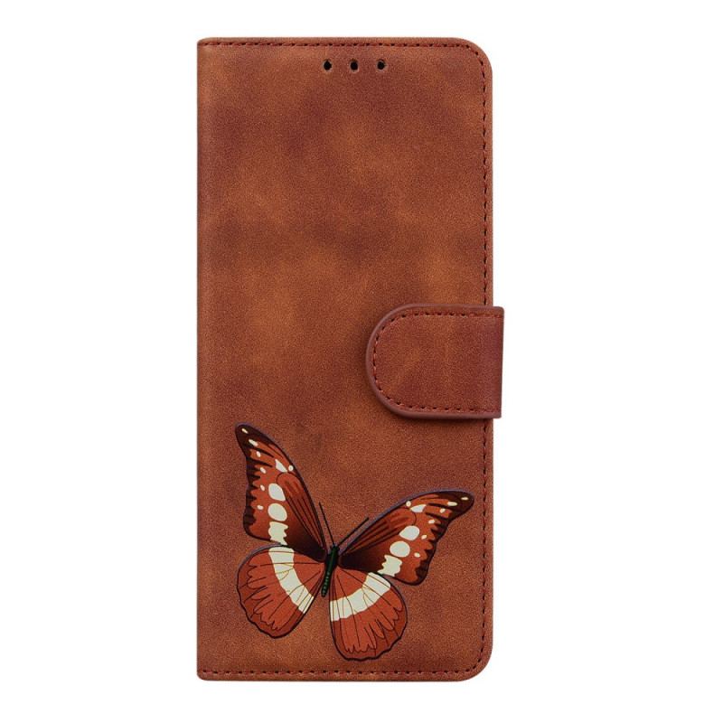 Capa De Couro Para Xiaomi Redmi Note 11 / 11S Borboleta Com Toque De Pele