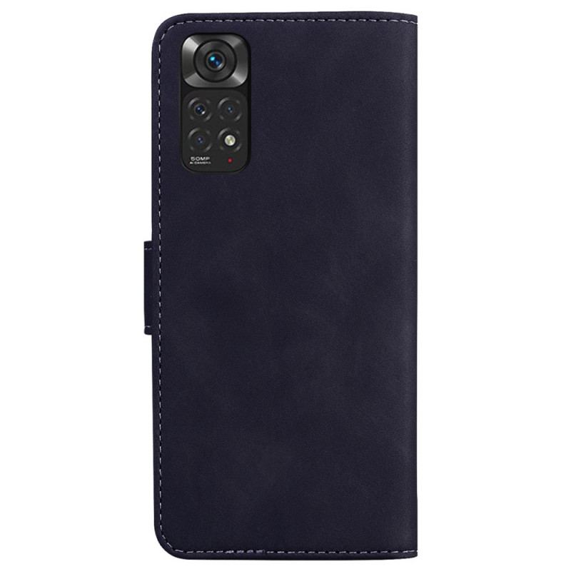 Capa De Couro Para Xiaomi Redmi Note 11 / 11S Borboleta Com Toque De Pele