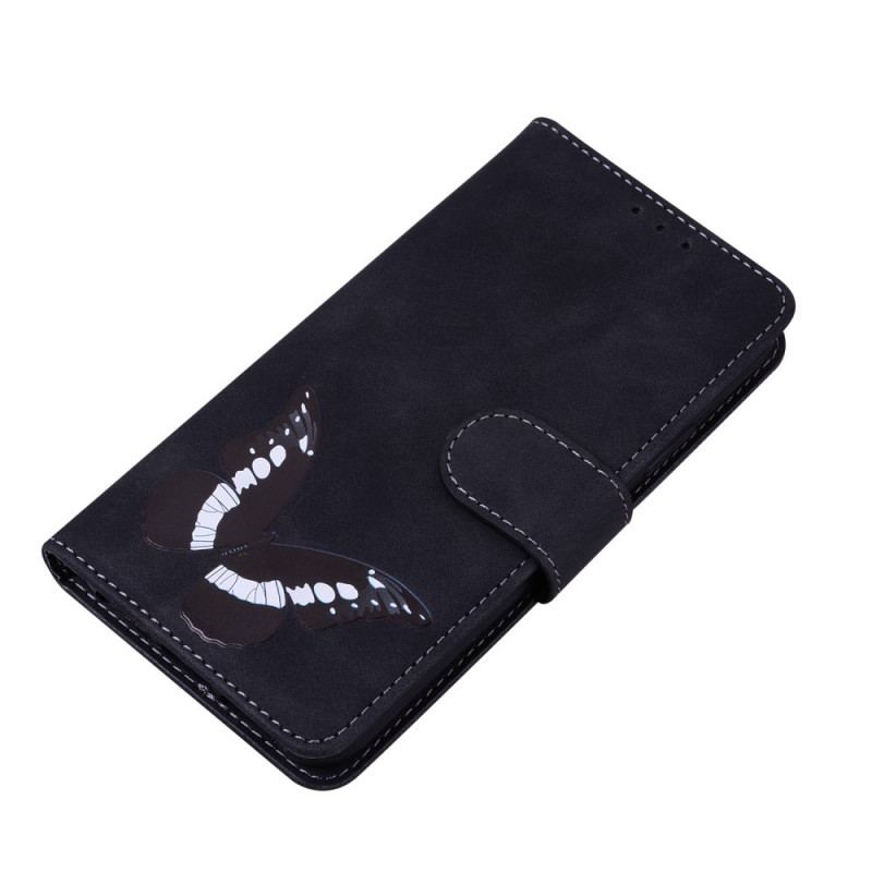 Capa De Couro Para Xiaomi Redmi Note 11 / 11S Borboleta Com Toque De Pele