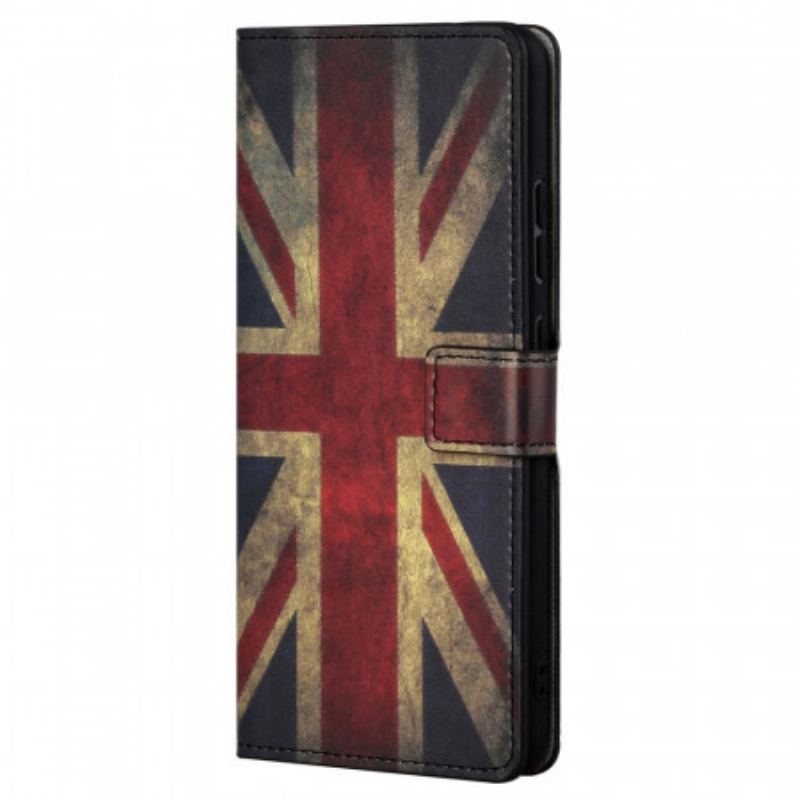 Capa De Couro Para Xiaomi Redmi Note 11 / 11S De Cordão Bandeira Da Inglaterra Com Cordão