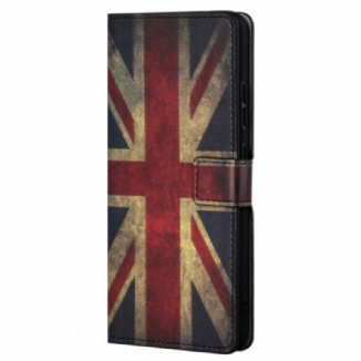 Capa De Couro Para Xiaomi Redmi Note 11 / 11S De Cordão Bandeira Da Inglaterra Com Cordão