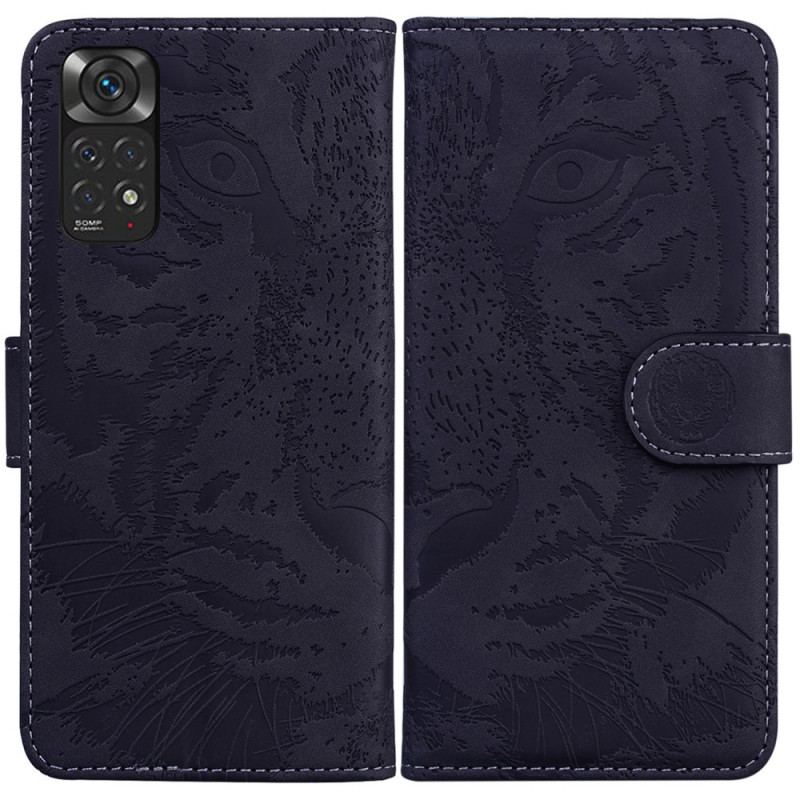 Capa De Couro Para Xiaomi Redmi Note 11 / 11S Estampa Cara De Tigre