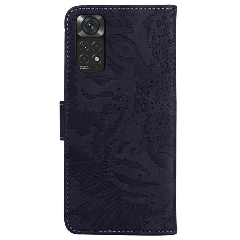 Capa De Couro Para Xiaomi Redmi Note 11 / 11S Estampa Cara De Tigre