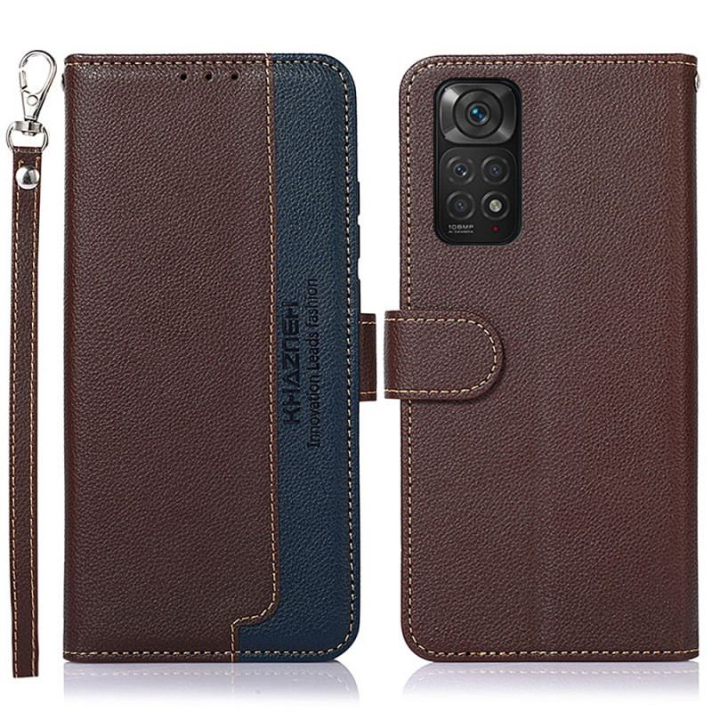 Capa De Couro Para Xiaomi Redmi Note 11 / 11S Estilo Lichia Rfid Khazneh