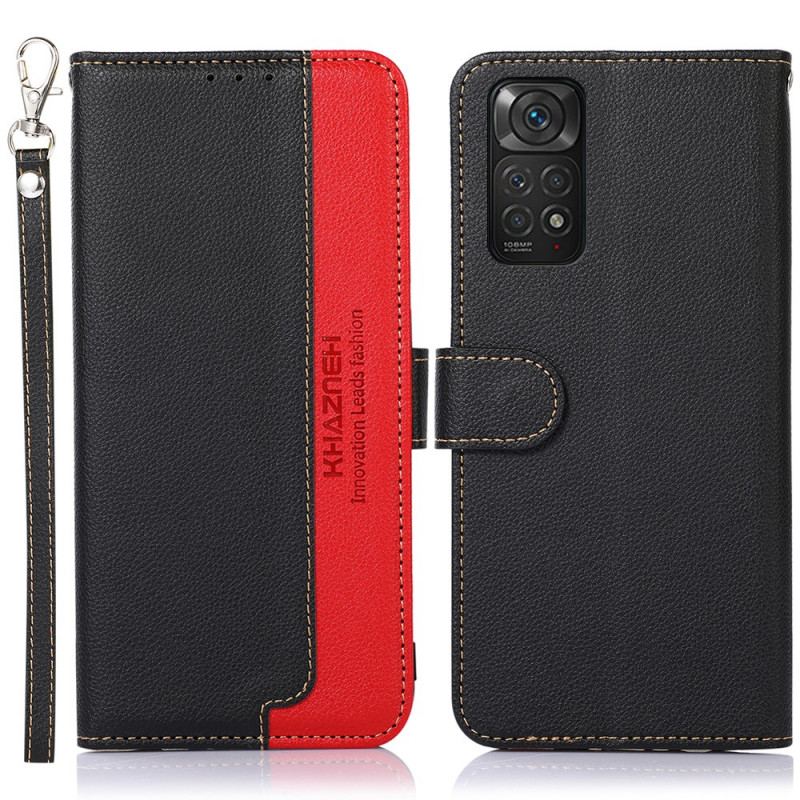 Capa De Couro Para Xiaomi Redmi Note 11 / 11S Estilo Lichia Rfid Khazneh