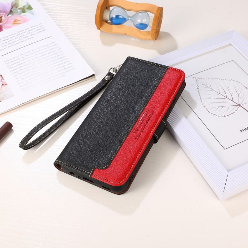 Capa De Couro Para Xiaomi Redmi Note 11 / 11S Estilo Lichia Rfid Khazneh