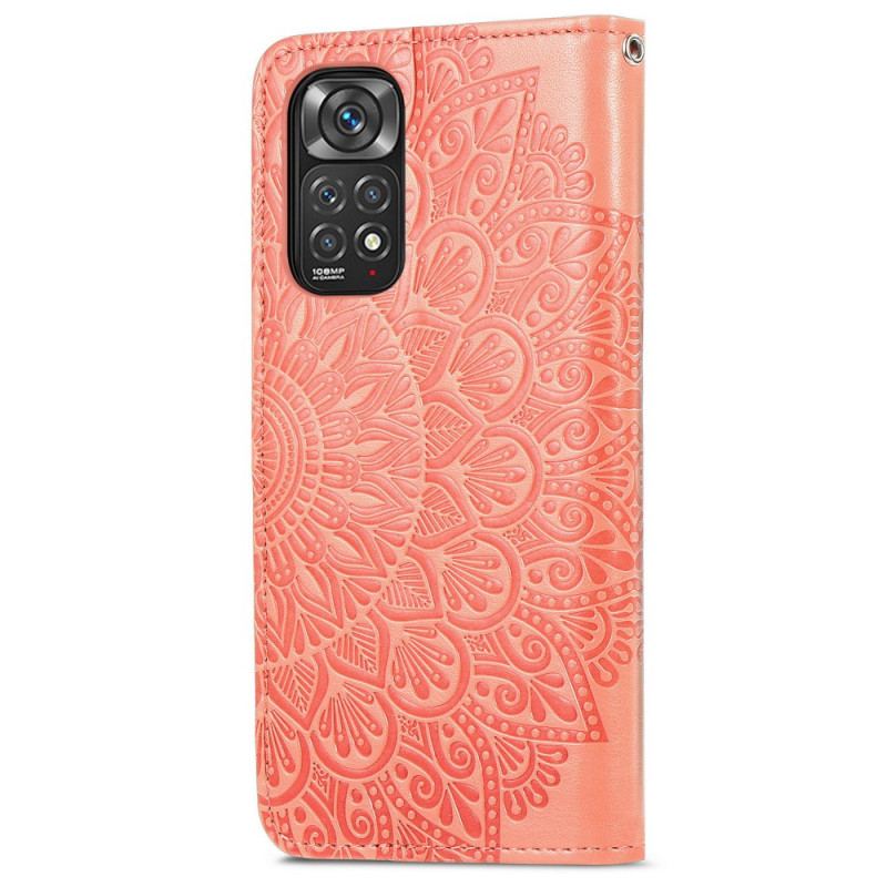 Capa De Couro Para Xiaomi Redmi Note 11 / 11S Folhas Tribais