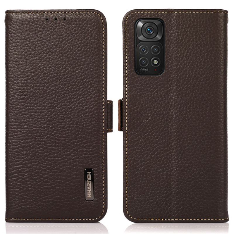 Capa De Couro Para Xiaomi Redmi Note 11 / 11S Couro De Lichia Khazneh Rfid