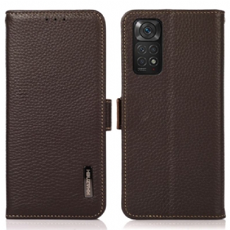 Capa De Couro Para Xiaomi Redmi Note 11 / 11S Couro De Lichia Khazneh Rfid