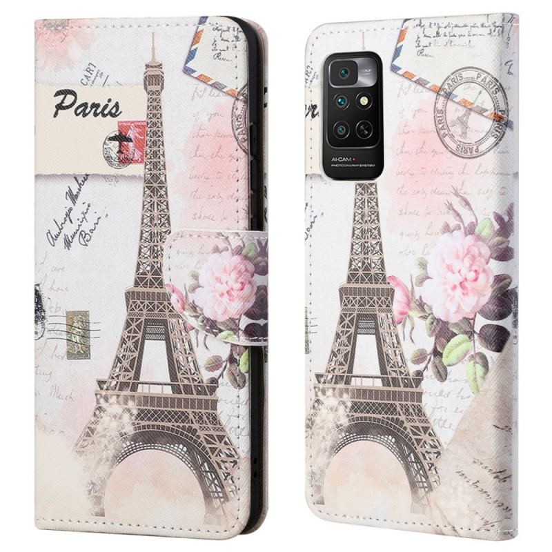 Capa De Couro Para Xiaomi Redmi Note 11 / 11S Torre Eiffel Retrô