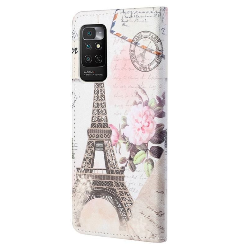 Capa De Couro Para Xiaomi Redmi Note 11 / 11S Torre Eiffel Retrô