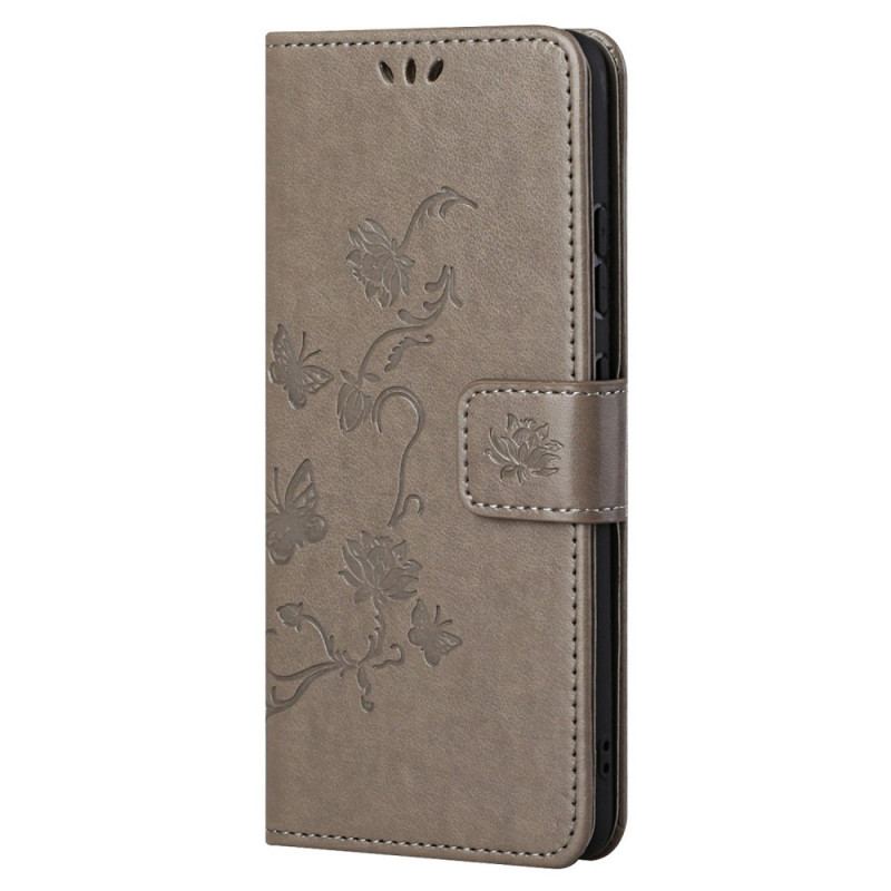 Capa Em Pele Para Xiaomi Redmi Note 11 / 11S De Cordão Flores De Alça