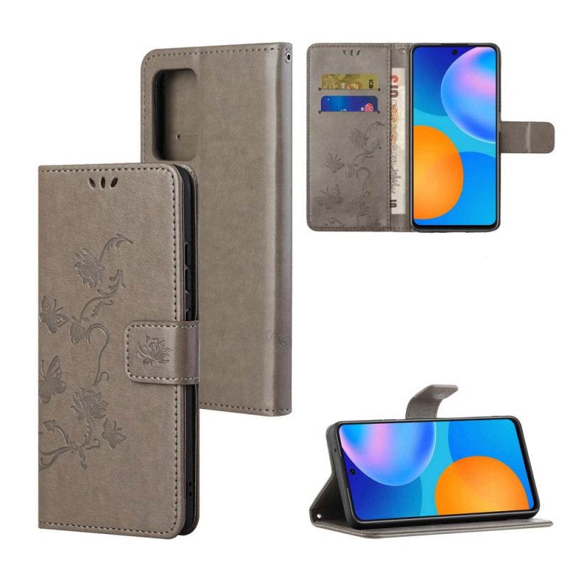 Capa Em Pele Para Xiaomi Redmi Note 11 / 11S De Cordão Flores De Alça