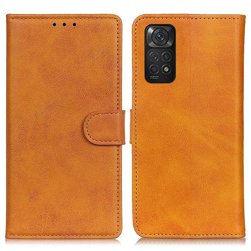 Capa Em Pele Para Xiaomi Redmi Note 11 / 11S Efeito De Couro Fosco Retrô