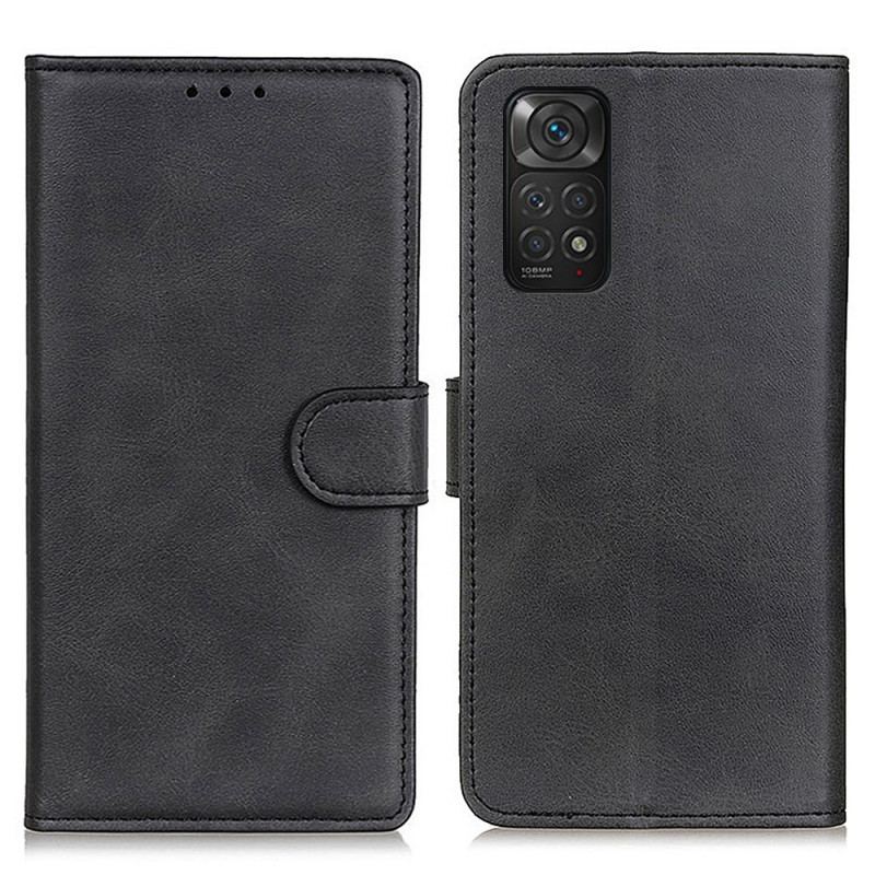 Capa Em Pele Para Xiaomi Redmi Note 11 / 11S Efeito De Couro Fosco Retrô