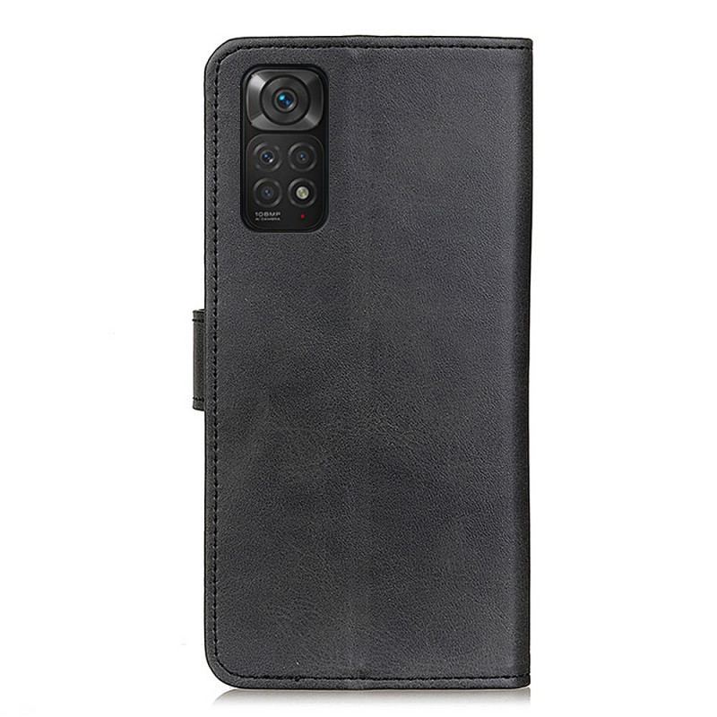 Capa Em Pele Para Xiaomi Redmi Note 11 / 11S Efeito De Couro Fosco Retrô