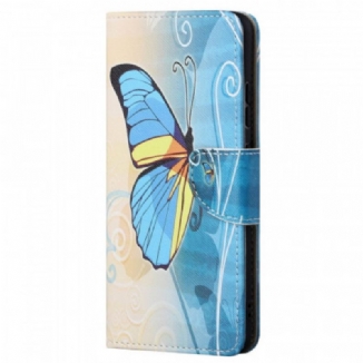 Capa Flip Para Xiaomi Redmi Note 11 / 11S Borboleta Azul E Amarela