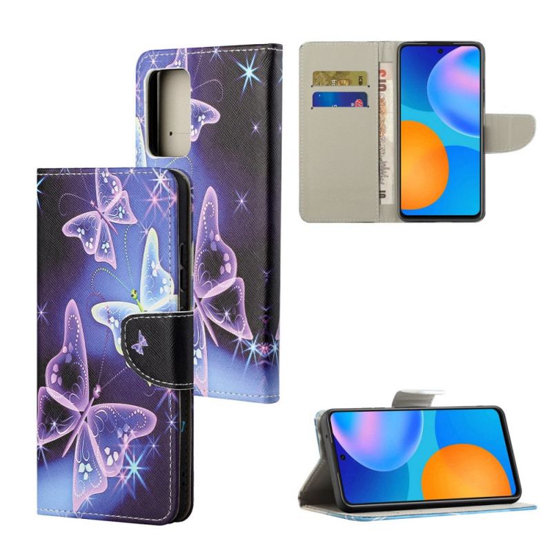 Capa Flip Para Xiaomi Redmi Note 11 / 11S Borboletas Neon