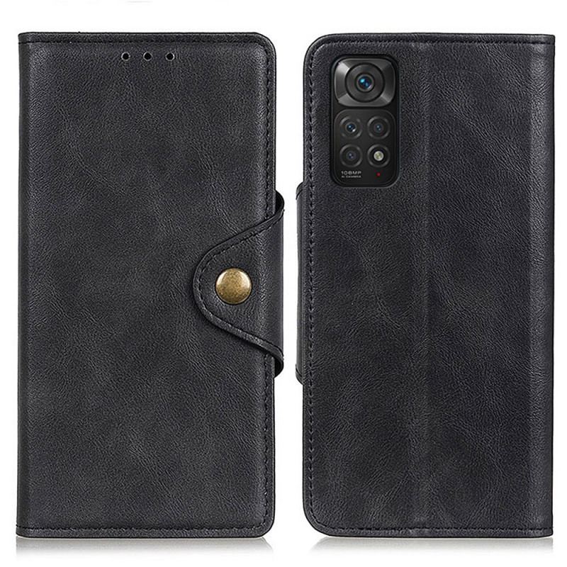 Capa Flip Para Xiaomi Redmi Note 11 / 11S Botão De Couro Falso