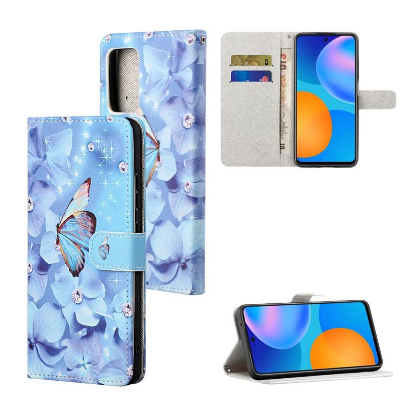 Capa Flip Para Xiaomi Redmi Note 11 / 11S De Cordão Borboletas Strappy Diamond