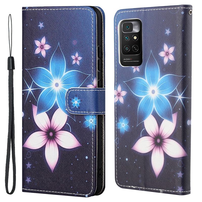 Capa Flip Para Xiaomi Redmi Note 11 / 11S De Cordão Flores De Cinta Lunar