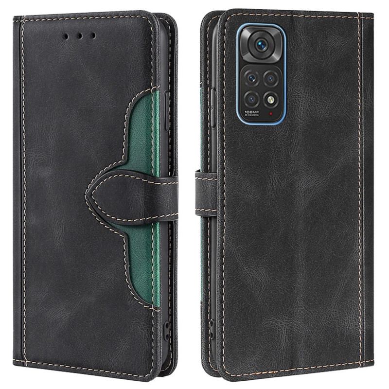 Capa Flip Para Xiaomi Redmi Note 11 / 11S Couro Sintético Bicolor Estiloso