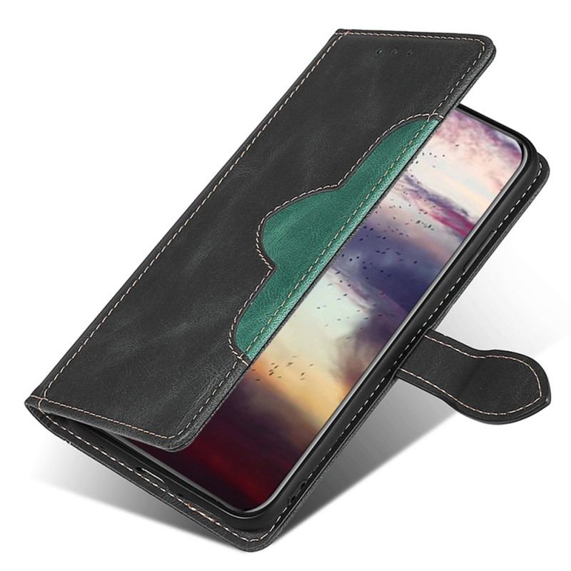 Capa Flip Para Xiaomi Redmi Note 11 / 11S Couro Sintético Bicolor Estiloso