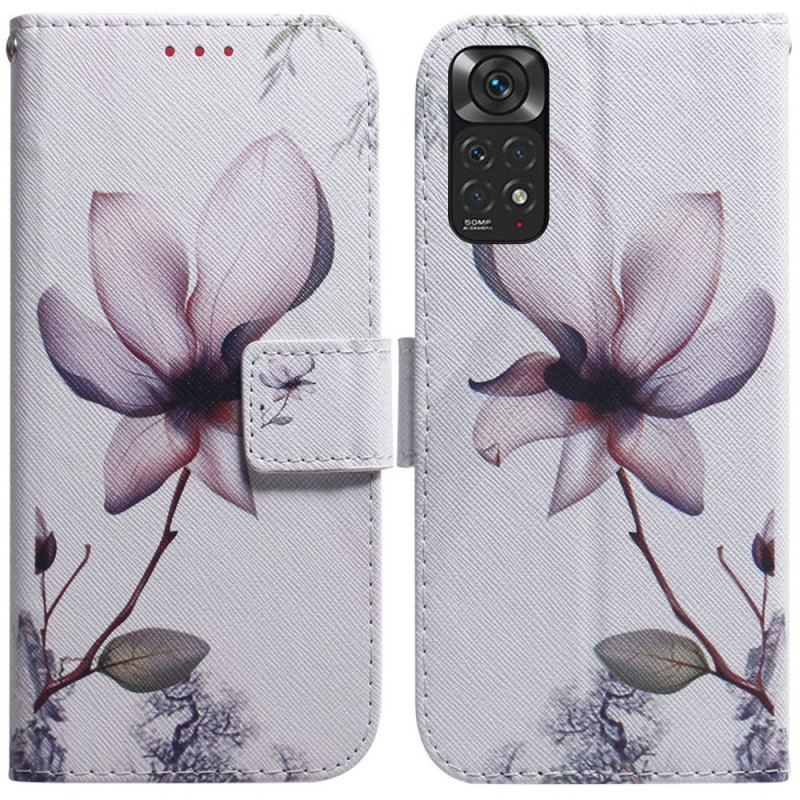 Capa Flip Para Xiaomi Redmi Note 11 / 11S Flor Rosa Empoeirado