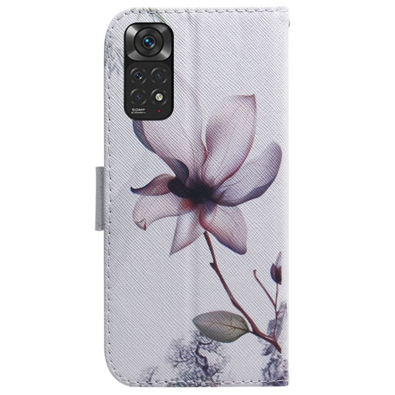 Capa Flip Para Xiaomi Redmi Note 11 / 11S Flor Rosa Empoeirado