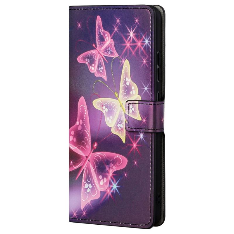 Capa Folio Para Xiaomi Redmi Note 11 / 11S Borboletas E Flores