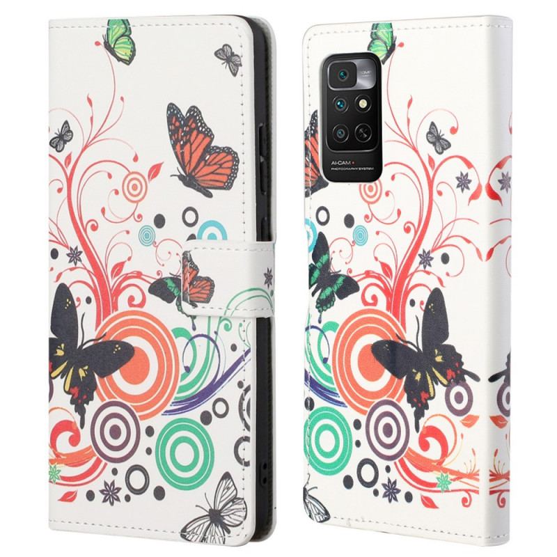 Capa Folio Para Xiaomi Redmi Note 11 / 11S Borboletas E Flores