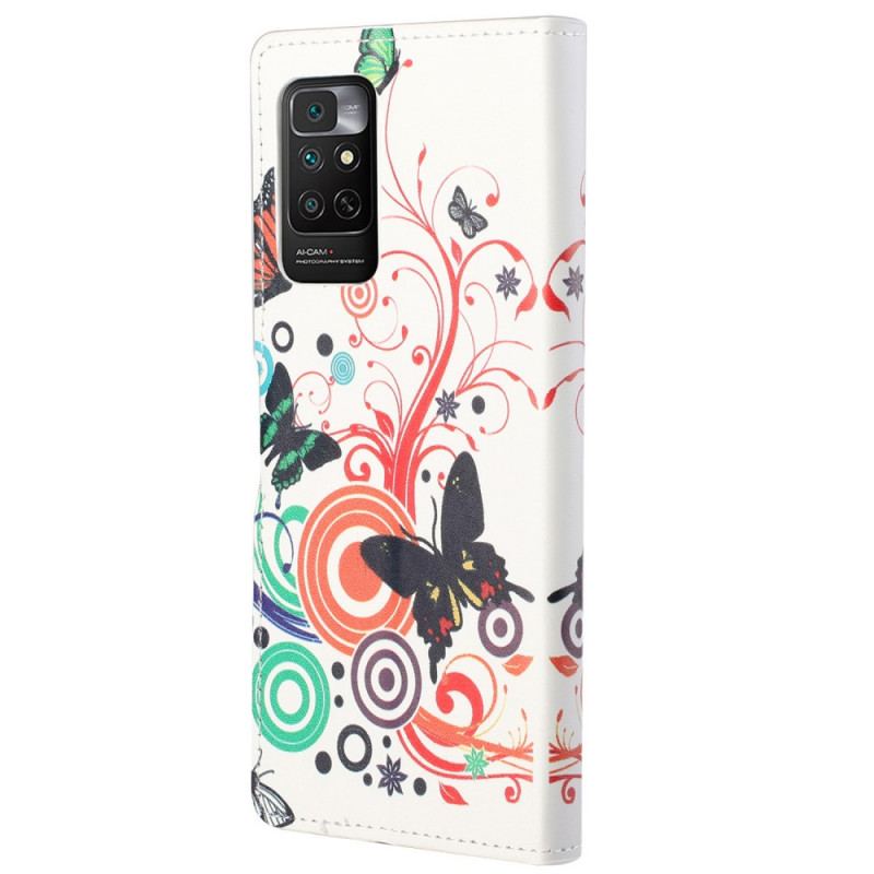 Capa Folio Para Xiaomi Redmi Note 11 / 11S Borboletas E Flores